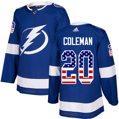Adidas Tampa Bay Lightning #20 Blake Coleman Blue Home Authentic USA Flag Youth Stitched NHL Jersey->youth nhl jersey->Youth Jersey
